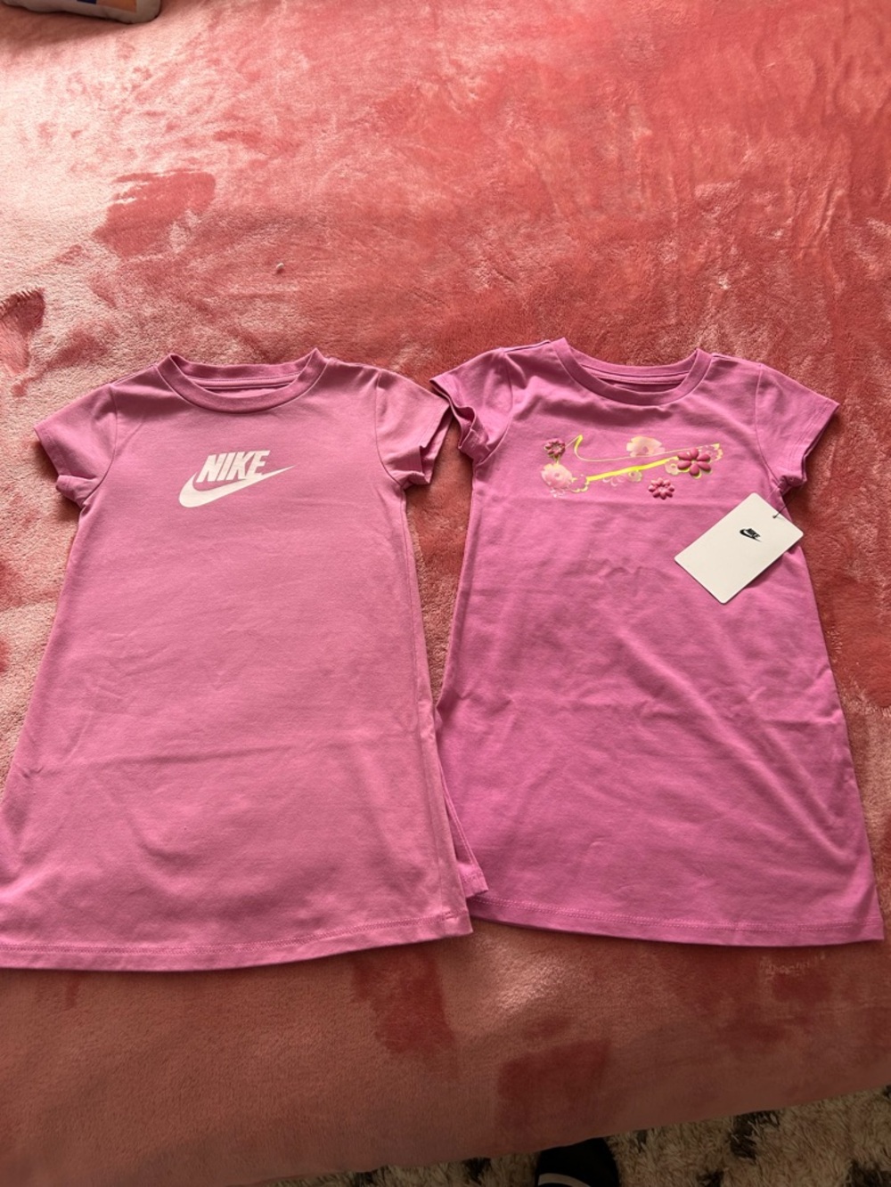 Nike Pink Girls' Logo & Floral Graphic T-Shirt Dresses